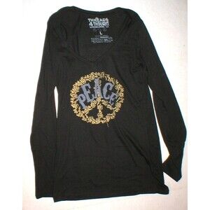 New Womens Threads 4 Thought Organic Cotton Long Sleeve Top Tee Peace Black S